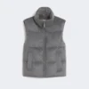 Waterafstotend, gewatteerd vest van kasjmier en canvas, middengrijs Waterafstotend, gewatteerd vest van kasjmier en canvas, middengrijs