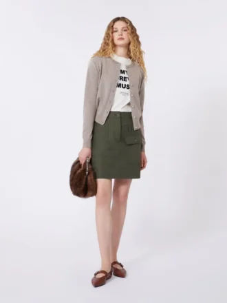 Waterafstotende canvas minirok, kaki