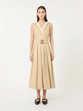 Waterafstotende gabardine jurk, beige