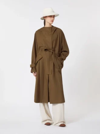 Waterafstotende gabardine-stofjas van wol, bruin