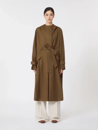 Waterafstotende gabardine-stofjas van wol, bruin