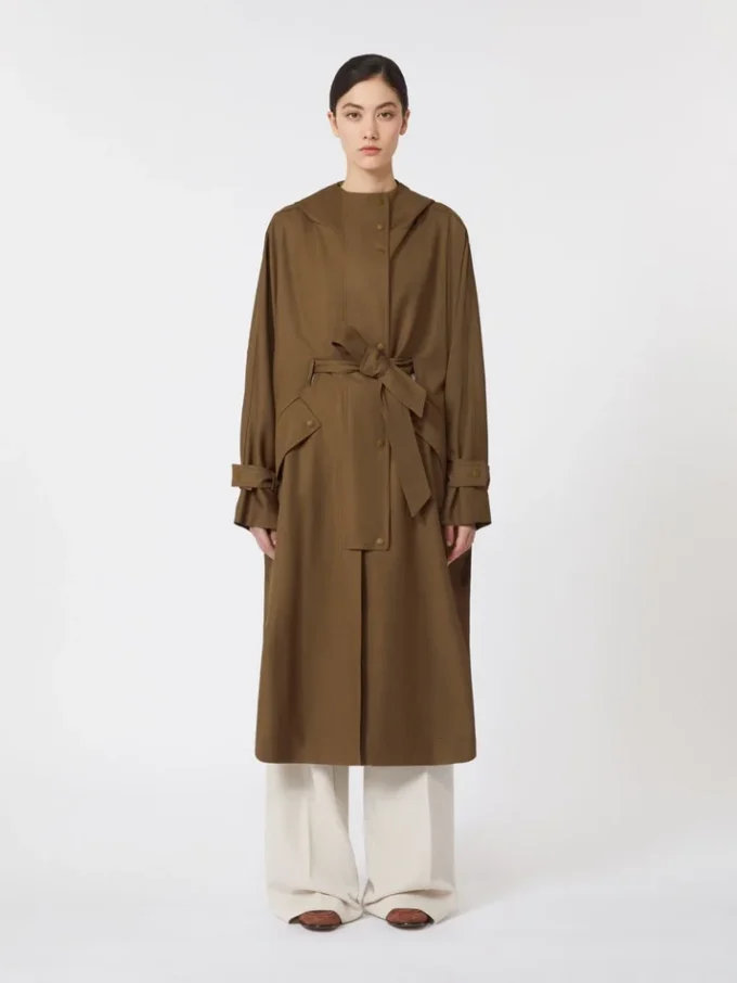 Waterafstotende gabardine-stofjas van wol, bruin Waterafstotende gabardine-stofjas van wol, bruin