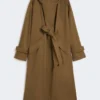 Waterafstotende gabardine-stofjas van wol, bruin Waterafstotende gabardine-stofjas van wol, bruin