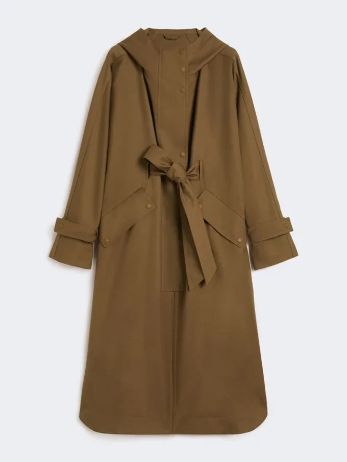 Waterafstotende gabardine-stofjas van wol, bruin Waterafstotende gabardine-stofjas van wol, bruin