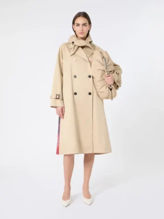 Waterafstotende gabardine trenchcoat met print, pruim