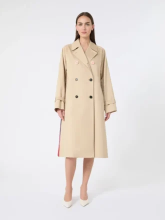 Waterafstotende gabardine trenchcoat met print, pruim