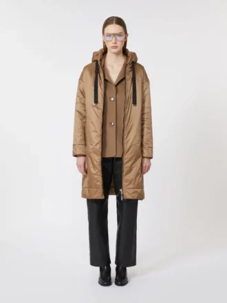 Waterafstotende, gewatteerde parka van canvas, camel