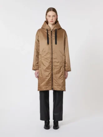 Waterafstotende, gewatteerde parka van canvas, camel