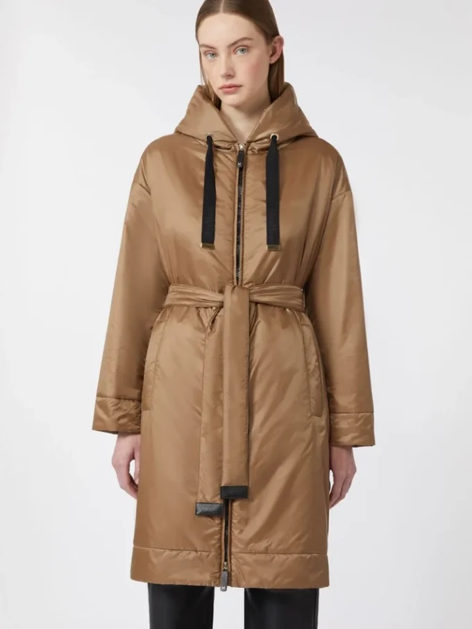 Waterafstotende, gewatteerde parka van canvas, camel Waterafstotende, gewatteerde parka van canvas, camel