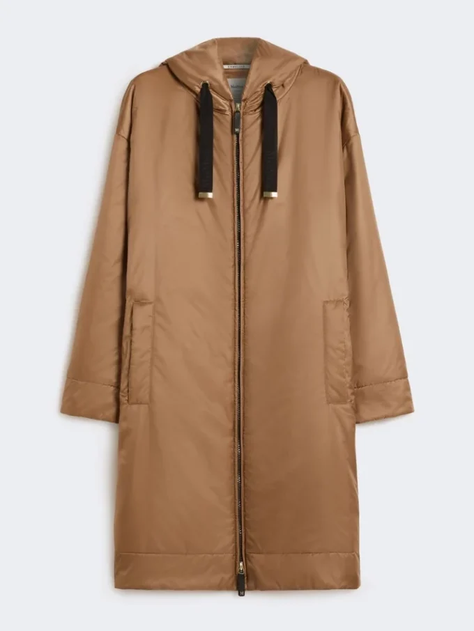 Waterafstotende, gewatteerde parka van canvas, camel Waterafstotende, gewatteerde parka van canvas, camel