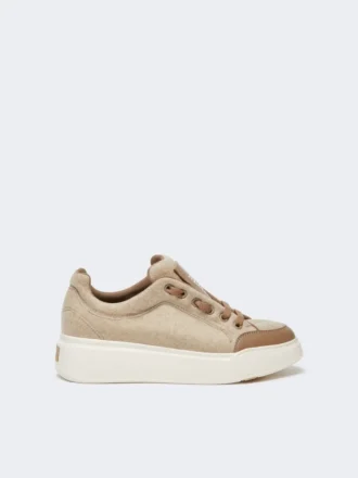 Waterafstotende kasjmier sneakers, beige