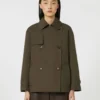 Waterafstotende katoenen trenchcoat met dubbele rij knopen, groen Waterafstotende katoenen trenchcoat met dubbele rij knopen, groen