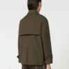 Waterafstotende katoenen trenchcoat met dubbele rij knopen, groen Waterafstotende katoenen trenchcoat met dubbele rij knopen, groen