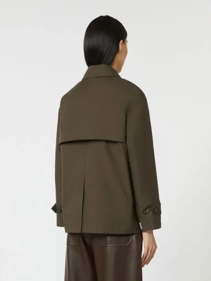 Waterafstotende katoenen trenchcoat met dubbele rij knopen, groen Waterafstotende katoenen trenchcoat met dubbele rij knopen, groen