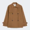 Waterafstotende katoenen trenchcoat met dubbele rij knopen, tabakskleur Waterafstotende katoenen trenchcoat met dubbele rij knopen, tabakskleur