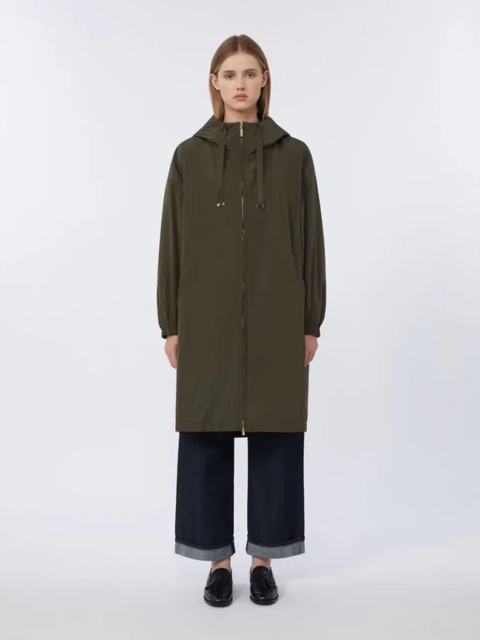 Waterafstotende parka van tafzijde, groen Waterafstotende parka van tafzijde, groen
