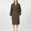 Waterafstotende trenchcoat met riem, twill, chocoladebruin Waterafstotende trenchcoat met riem, twill, chocoladebruin