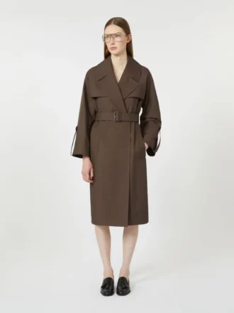 Waterafstotende trenchcoat met riem, twill, chocoladebruin