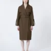 Waterafstotende trenchcoat met riem, twill, chocoladebruin Waterafstotende trenchcoat met riem, twill, chocoladebruin