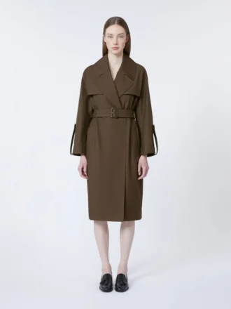 Waterafstotende trenchcoat met riem, twill, chocoladebruin