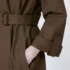 Waterafstotende trenchcoat met riem, twill, chocoladebruin Waterafstotende trenchcoat met riem, twill, chocoladebruin