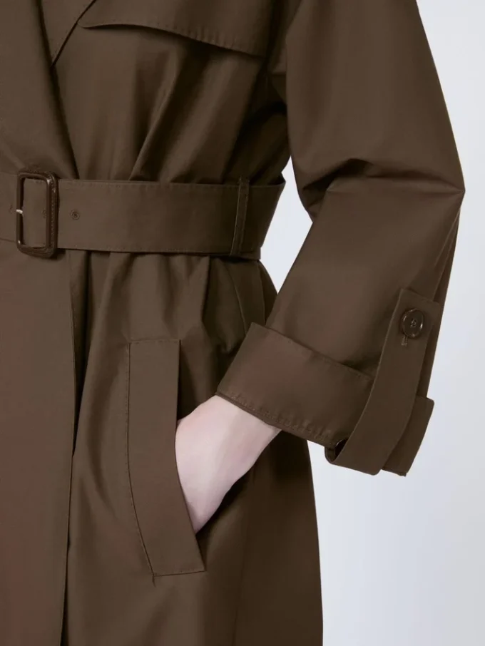 Waterafstotende trenchcoat met riem, twill, chocoladebruin Waterafstotende trenchcoat met riem, twill, chocoladebruin