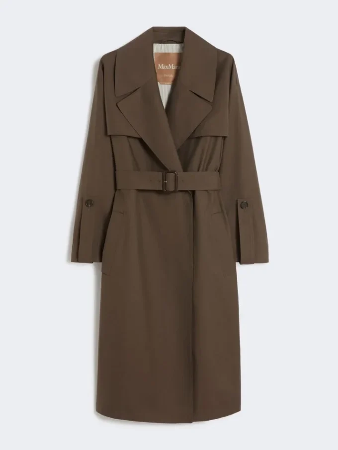 Waterafstotende trenchcoat met riem, twill, chocoladebruin Waterafstotende trenchcoat met riem, twill, chocoladebruin