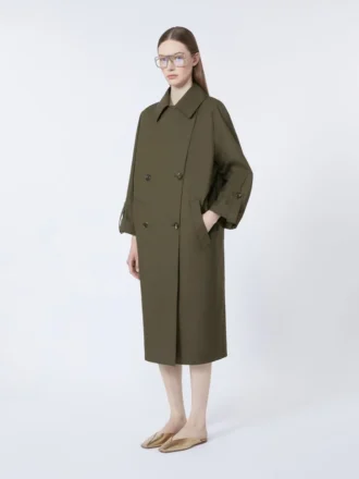 Waterafstotende trenchcoat met riem van twill, groen