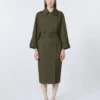Waterafstotende trenchcoat met riem van twill, groen Waterafstotende trenchcoat met riem van twill, groen