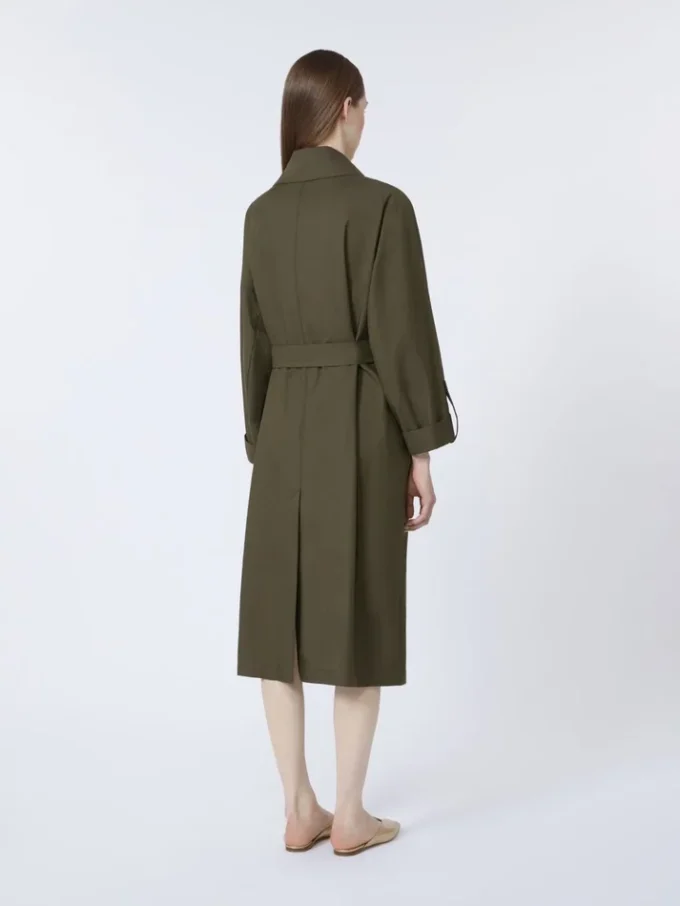Waterafstotende trenchcoat met riem van twill, groen Waterafstotende trenchcoat met riem van twill, groen