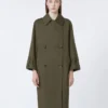 Waterafstotende trenchcoat met riem van twill, groen Waterafstotende trenchcoat met riem van twill, groen