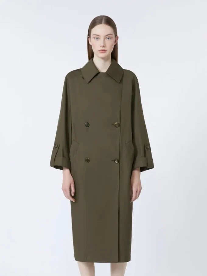 Waterafstotende trenchcoat met riem van twill, groen Waterafstotende trenchcoat met riem van twill, groen
