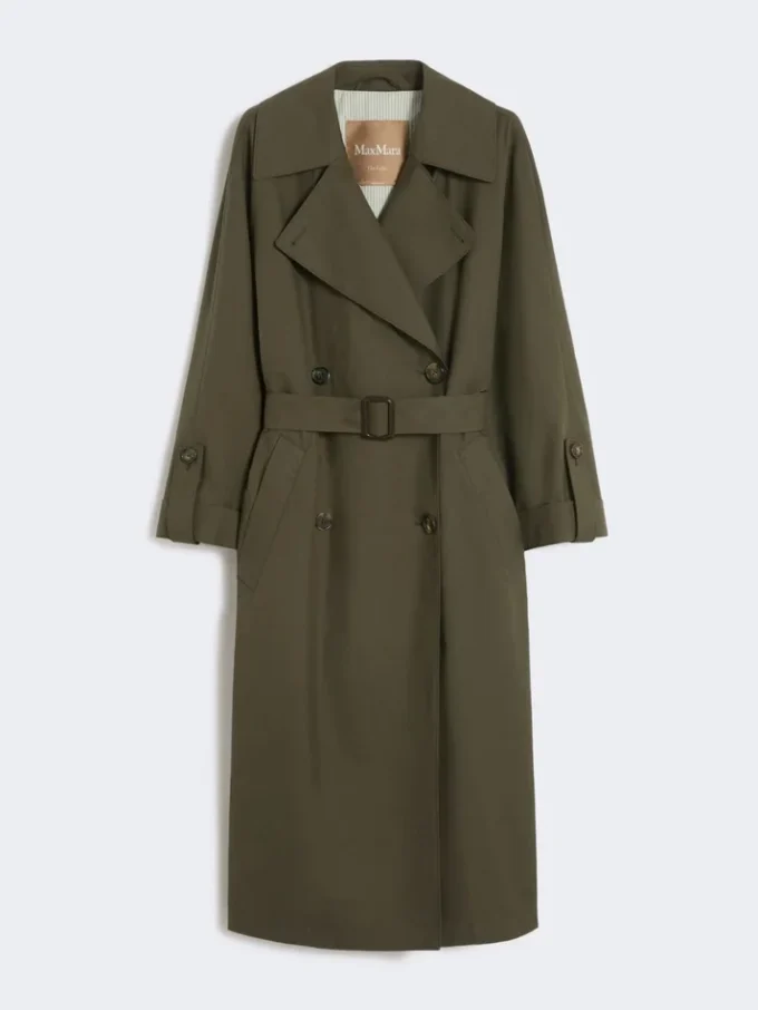 Waterafstotende trenchcoat met riem van twill, groen Waterafstotende trenchcoat met riem van twill, groen