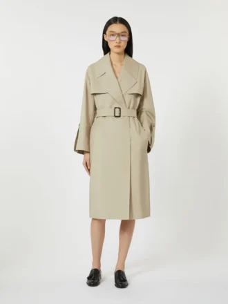 Waterafstotende trenchcoat met riem, zandkleurig