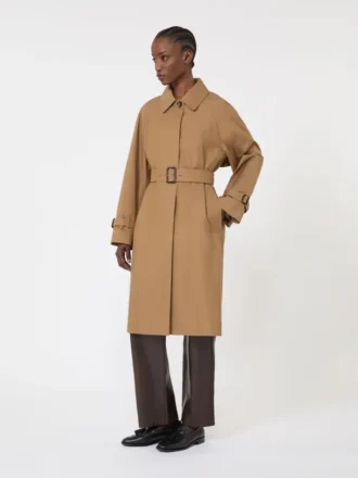 Waterafstotende trenchcoat van katoenmix, bruin