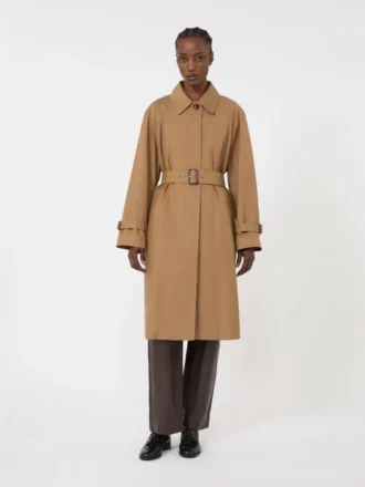 Waterafstotende trenchcoat van katoenmix, bruin