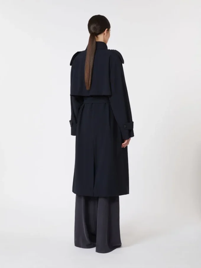 Waterafstotende trenchcoat van wollen gabardine, ultramarijnblauw Waterafstotende trenchcoat van wollen gabardine, ultramarijnblauw