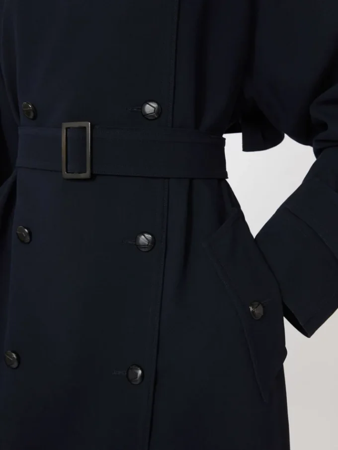 Waterafstotende trenchcoat van wollen gabardine, ultramarijnblauw Waterafstotende trenchcoat van wollen gabardine, ultramarijnblauw