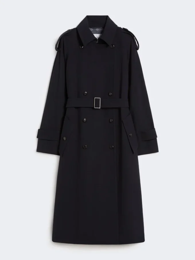 Waterafstotende trenchcoat van wollen gabardine, ultramarijnblauw Waterafstotende trenchcoat van wollen gabardine, ultramarijnblauw
