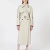 Wijd waterafstotend trenchcoat van twill, naturel Wijd waterafstotend trenchcoat van twill, naturel