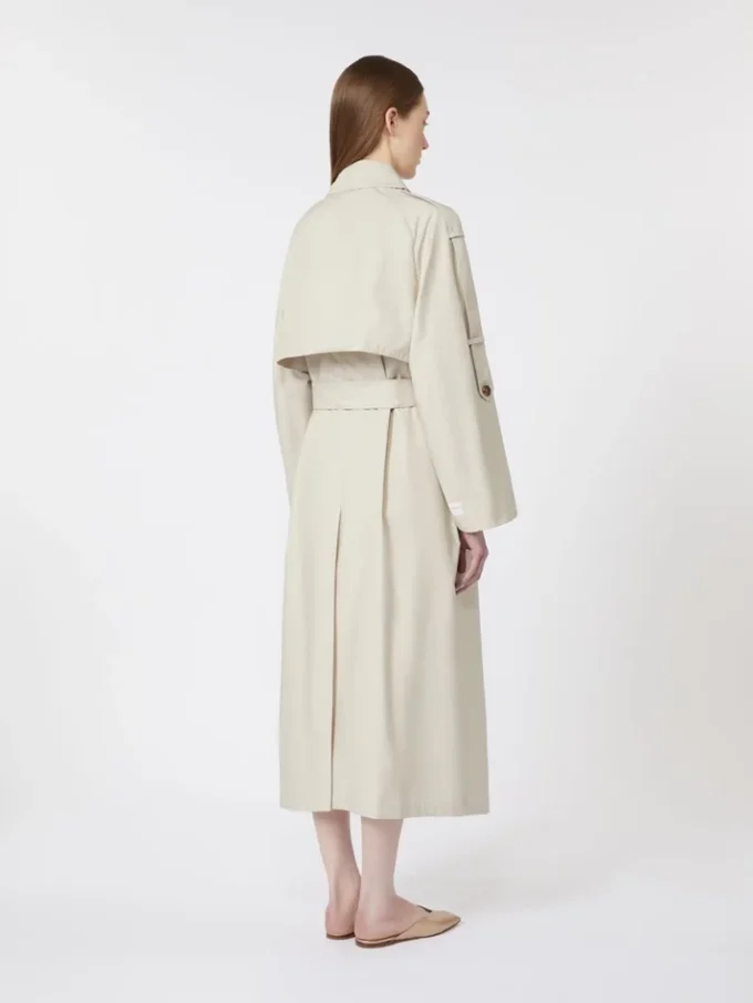 Wijd waterafstotend trenchcoat van twill, naturel Wijd waterafstotend trenchcoat van twill, naturel