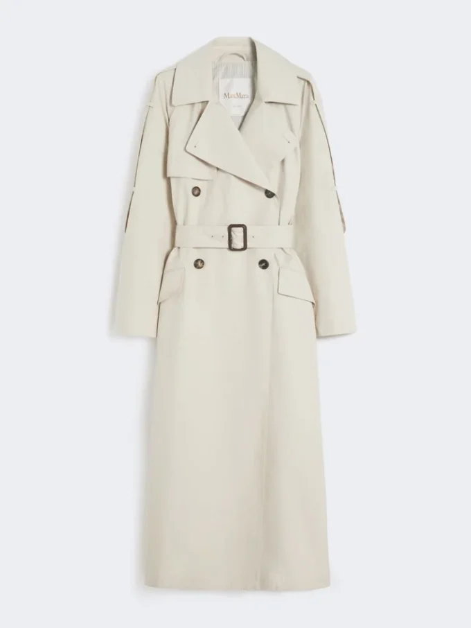Wijd waterafstotend trenchcoat van twill, naturel Wijd waterafstotend trenchcoat van twill, naturel