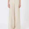 Wijde broek van linnen drill, zandkleur Wijde broek van linnen drill, zandkleur