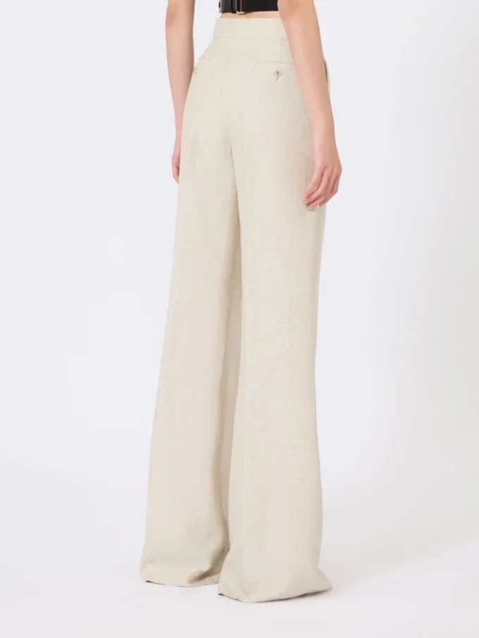 Wijde broek van linnen drill, zandkleur Wijde broek van linnen drill, zandkleur