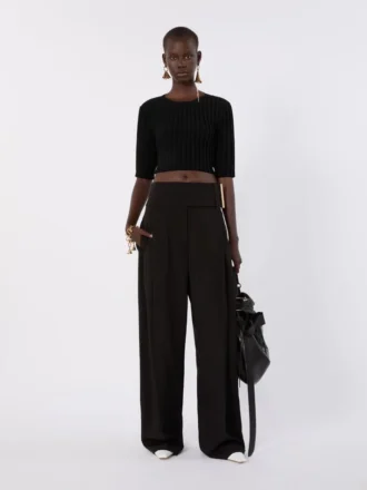 Crop top van stretchviscose, zwart