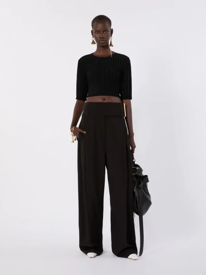 Crop top van stretchviscose, zwart Crop top van stretchviscose, zwart