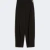Wijde broek van viscose satijn, zwart Wijde broek van viscose satijn, zwart