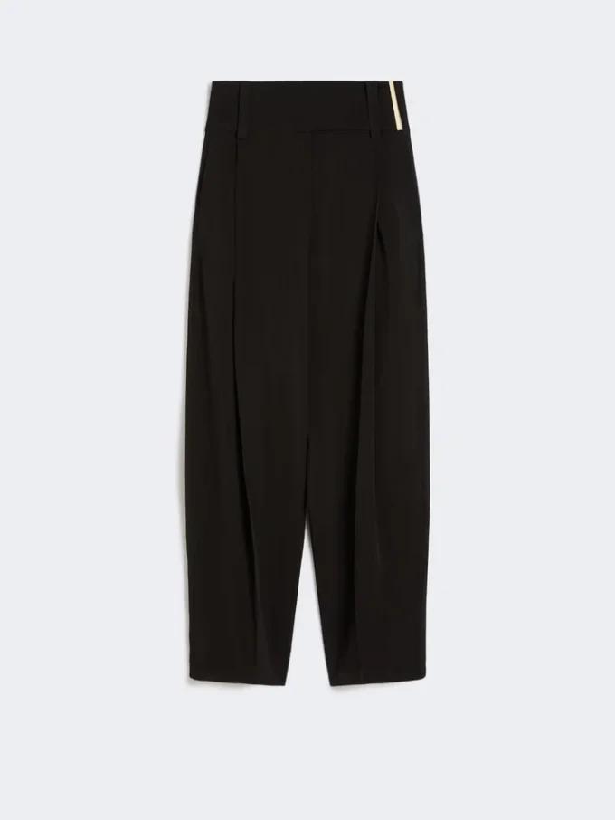 Wijde broek van viscose satijn, zwart Wijde broek van viscose satijn, zwart