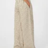 Wijde gestreepte broek van katoen en zijde, beige Wijde gestreepte broek van katoen en zijde, beige