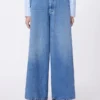 Wijde katoenen denim jeans, marineblauw Wijde katoenen denim jeans, marineblauw